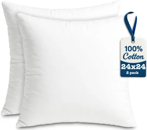 Miniatura 8 de Foamily Rellenos de almohada 100% algodón, paquete de 2 rellenos de almohada de 12 x 12 pulgadas para almohadas decorativas para sofá y cama