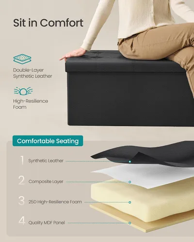Miniatura 4 de Songmics Funda de piel sintética plegable – Banco de almacenamiento otomano reposapiés
