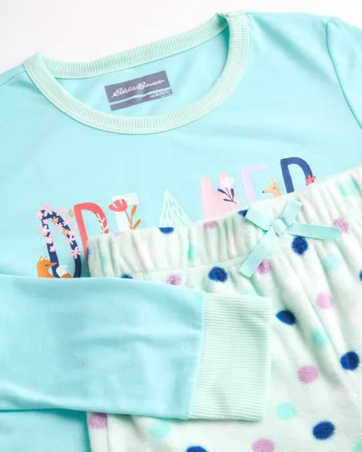 Miniatura 3 de Eddie Bauer Conjunto de pijama para niña, acogedor conjunto de ropa de dormir de invierno de forro polar, camisa de manga larga de 4 piezas