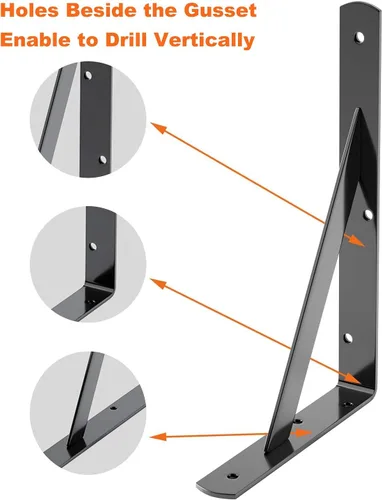 Miniatura 4 de LuckIn Soporte de estante resistente de 12 pulgadas, soportes de estante de pared, soporte de 90 grados, carga máxima de 250 libras, accesorios