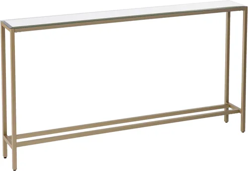 SEI Furniture Darrin Mesa consola estrecha con parte superior de espejo, 56 pulgadas, dorado metálico