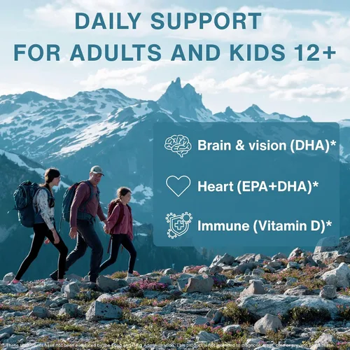 Miniatura 7 de Pure & Essential Omega-3 y D3 1000iu, rTG de acción rápida, soporte para ojos, corazón y función cerebral, 1 al día, aceite de pescado silvestre