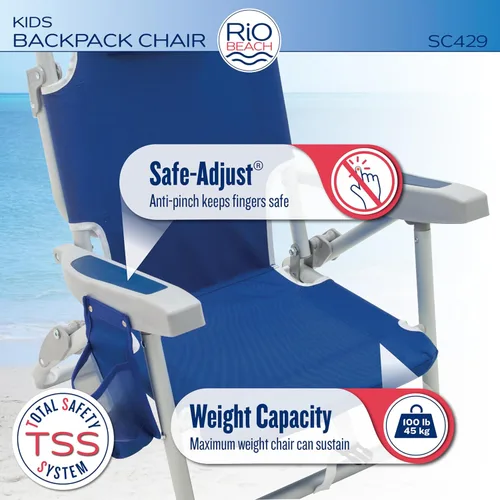 Miniatura 4 de Rio Beach - Silla de playa plegable con mochila plana de 5 posiciones para niños, surfista de surf Multi