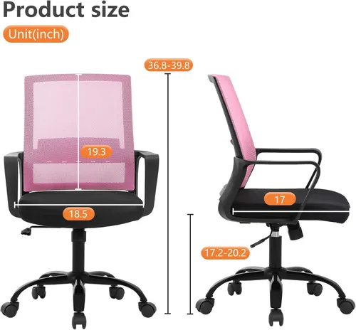 Miniatura 8 de PayLessHere Silla de oficina para computadora, silla ergonómica de malla, respaldo medio, silla giratoria para oficina en casa, silla de escritorio