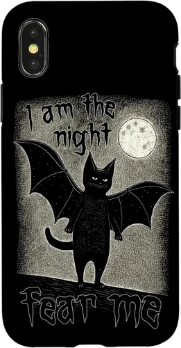 Miniatura 4 de Funda para iPhone 15 I Am The Night Fear Me Cute Black Cat Bat Punk Goth Grunge