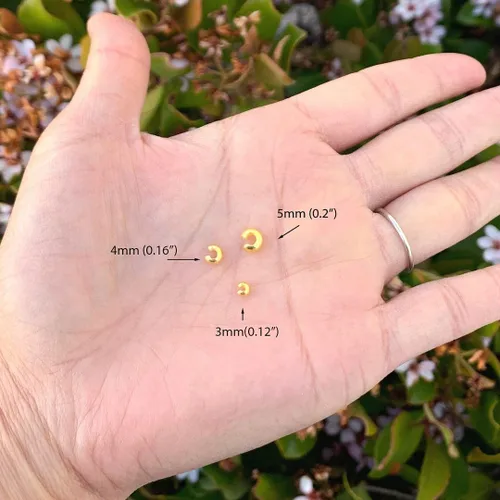 Miniatura 3 de 100 piezas Cubiertas de Nudo de Cuentas Engarzadas 5mm (0.2 pulgadas) Tapas de Extremo Chapadas en Oro Amarillo 18K Cobre Latón para Manualidades