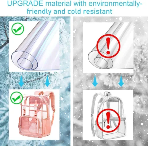 Miniatura 53 de Mochila transparente, aprobada por el estadio, para niñas y niños, mochila transparente de PVC resistente para mujeres y hombres