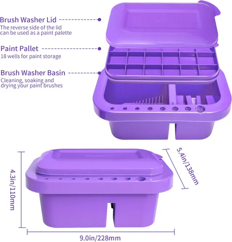 Miniatura 3 de MyLifeUNIT Limpiador de pinceles, soporte para pinceles y organizadores con paleta para acrílico, acuarela y pinturas a base de agua (morado)