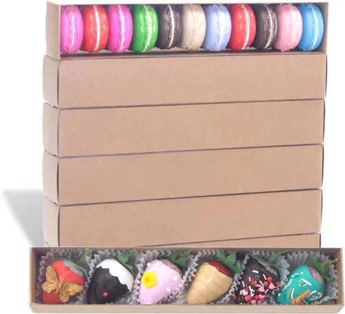 Miniatura 10 de Paquete de 10 cajas de fresa cubiertas de chocolate de 12 x 2.2 x 2 pulgadas para 6, cajas favoritas de fiesta para macarrones, trufas, bombas