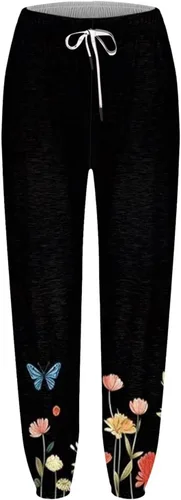 Miniatura 2 de Pantalones deportivos con estampado gráfico para mujer, ajuste holgado, con cordón, cintura elástica, pantalones largos para mujer