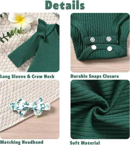 Miniatura 65 de Aalizzwell Conjunto de mameluco acanalado para bebé recién nacido prematuro para otoño e invierno