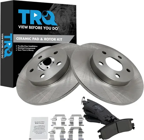 Miniatura 150 de TRQ Kit de rotor de freno trasero y pastillas de cerámica Posi premium compatible con camioneta Chevy GMC