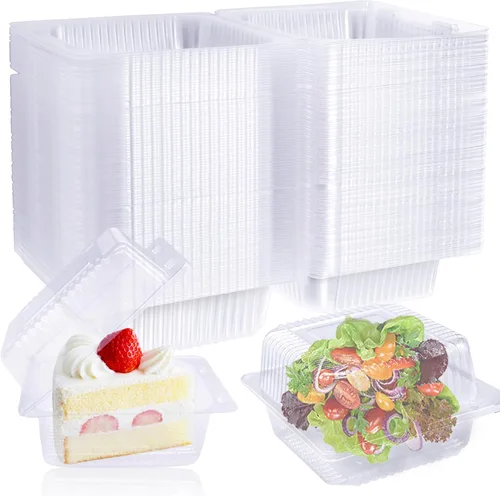 Qyyiguf - 50 unidades de envases de plástico transparentes con bisagras y tapa, envases cuadrados para llevar, envases desechables con tapa para