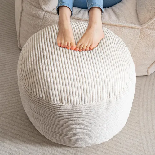 Miniatura 16 de HIGOGOGO Puf otomano relleno redondo moderno relleno de espuma pufs para sala de estar, silla, decorativo, 20 x 15 pulgadas, taburete bohemio Gris