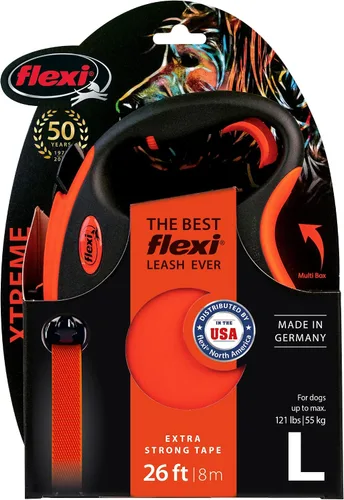 Miniatura 8 de FLEXI Xtreme - Correa retráctil para perros grandes de hasta 121 libras a 26 pies, naranja/negro, correa para caminar para mascotas sin enredos