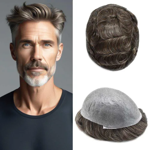 Miniatura 25 de Hombres Toupee Hair Thin Skin Men Human Hair Piece Men Toupee Cabello humano V-loop de aspecto natural Toupee Hombres Hairpiece Men Hair System