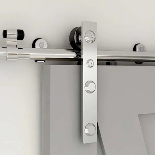 Miniatura 5 de CCJH Kit de herrajes para puertas correderas de acero inoxidable de 5.5 pies, kit de puerta de granero de madera resistente y suave, apto