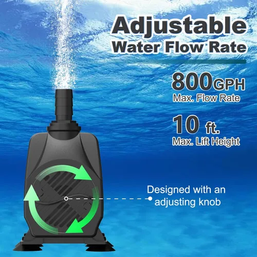 Miniatura 2 de SongLong Bomba sumergible de cable de alimentación de 10 pies de 800 GPH, bomba de agua con protección contra sobrecalentamiento con elevación de 10