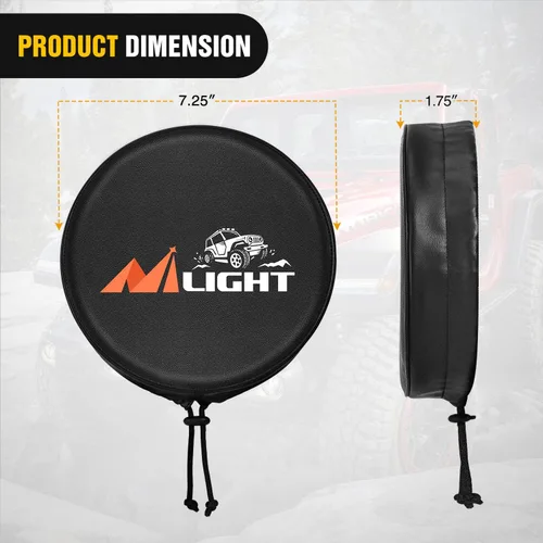 Miniatura 2 de Nilight Cubierta de Luz Pod Redonda de 7 Pulgadas para Conducción Todoterreno, 7.25 Pulgadas de Diámetro, Cubierta Protectora de Cuero Negro