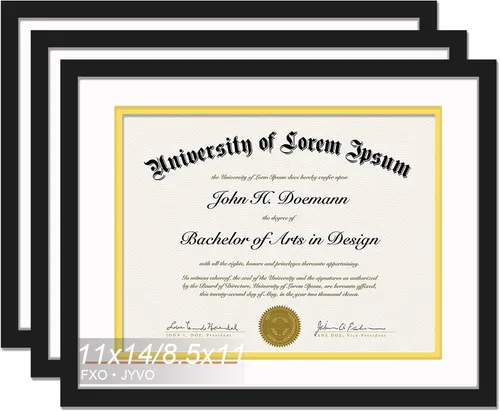 Miniatura 8 de Fxojyvo Marco de diploma negro 11x14, marco para documentos 8,5 x 11 con alfombrilla o 11 x 14 sin alfombrilla, marco para certificado