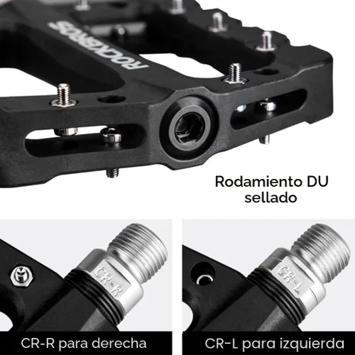 Miniatura 6 de ROCKBROS Pedales MTB Pedales de bicicleta de montaña Pedales de plataforma de bicicleta de fibra de nailon ligero para BMX MTB 9/16