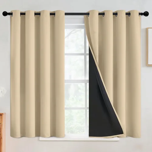 Miniatura 124 de SimpleHome - Cortinas opacas 100% para recámara, cortinas de ventana con ojales beige, con aislamiento térmico, cortinas de oscurecimiento