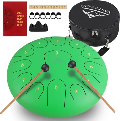 Miniatura 8 de EASTROCK Tambor de lengua de acero para niños de 6 pulgadas, 8 notas, instrumento de percusión, tambor handpan en clave C con bolsa de viaje