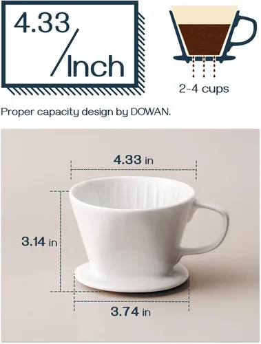 Miniatura 3 de DOWAN Cafetera de Vertido, Goteo de Café de Vertido No Eléctrico, Cafetera Manual, Porcelana para Tazas Individuales, Accesorios de Preparación