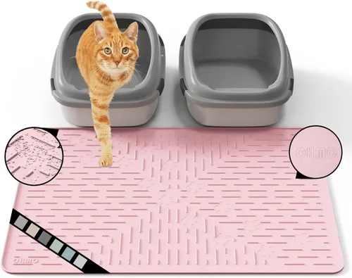 Miniatura 21 de OHMO Alfombrilla Grande para Arena de Gatos Alfombrilla de Captura Premium Goma de Silicona 31.5 x 23.6 pulgadas Gris Ceniza, Alfombrilla para Caja