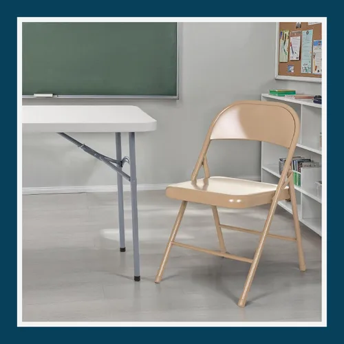 Miniatura 13 de OEF Furnishings OEF900 Series - Sillas plegables de acero ligeras prémium (paquete de 4, beige)