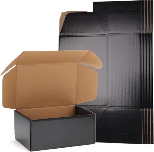 Miniatura 18 de EXYGLO Paquete de 40 cajas de envío de 6 x 4 x 3 pulgadas, cajas de cartón corrugado negras para embalaje de pequeñas empresas, mudanza, envío