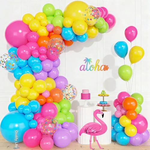 Miniatura 10 de Ouddy Life Kit de arco de guirnalda de globos de color azul polvoriento, 157 unidades, globos de confeti de color azul metálico y blanco