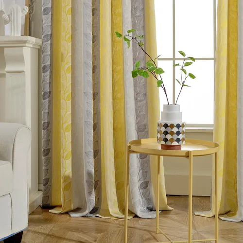 Miniatura 27 de VOGOL - Cortinas de 2 paneles con ramas bordadas de lino sintético con ojales, cortinas para dormitorio/sala de estar, paneles de tratamiento