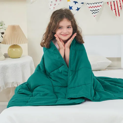 Miniatura 30 de yescool - Manta con peso, 7 libras, fresca, transpirable, con cuentas de cristal prémium, lavable a máquina, para dormir, 60-90 libras, 41 x 60 Gris
