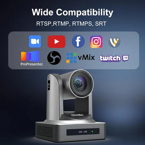 Miniatura 6 de zowietek Cámara PTZ, cámara PTZ de seguimiento automático AI, 1080P60 PoE, zoom óptico 20X, 3G-SDI HDMI USB3.0 LAN, transmisión en vivo
