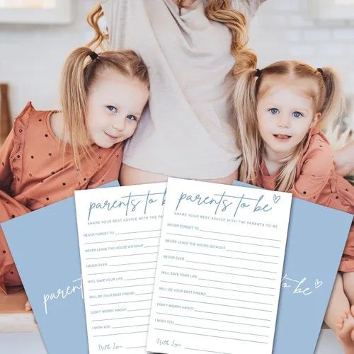 Miniatura 4 de Juegos de baby shower para niño o niña, consejos de baby shower y tarjetas de deseos para padres futuros, juegos de revelación de género, 30
