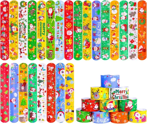 MGparty 72 pulseras de Navidad con bofetadas, juguetes para niños, regalos de fiesta de Navidad, regalos de cumpleaños (Navidad)