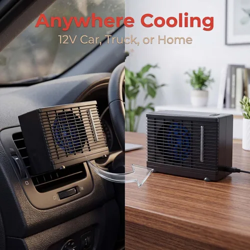 Miniatura 6 de Ventilador de aire acondicionado para automóvil, enfriador de aire acondicionado de 12 V CC, enfriador de aire portátil, mini enfriador de aire