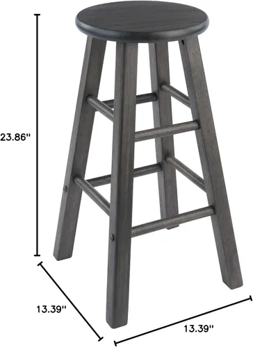 Miniatura 3 de Ergode Juego de taburetes de madera para mostrador, color gris ostra, juego de 2 piezas, madera maciza, capacidad de peso de 220 libras, estable