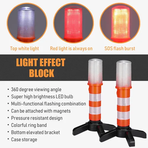 Miniatura 3 de Leumoi Paquete de 8 luces de emergencia para carretera, luces LED de advertencia para carretera, luces rojas brillantes para vehículos