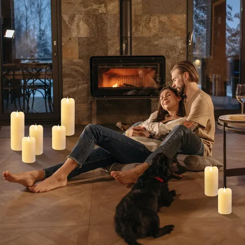 Miniatura 3 de TECHLONG - Velas sin llama parpadeantes con llama 3D en movimiento, velas operadas por batería con temporizador, duran más de 1000 horas, cera