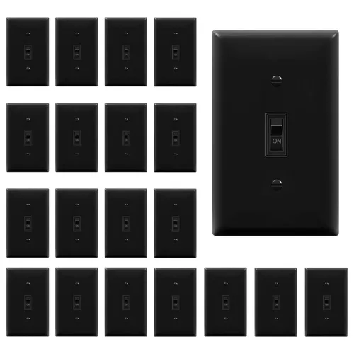 Miniatura 10 de ENERLITES Paquete de placas de pared con luz de palanca, interruptor eléctrico de un solo polo, 15 A 120-277 V, tornillo de puesta a tierra, grado