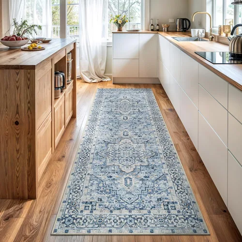 Miniatura 46 de Bloom Rugs Alfombra lavable antideslizante de 2 x 3 pies, color azul/verde/mandarina, alfombra tradicional oriental para sala de estar, dormitorio