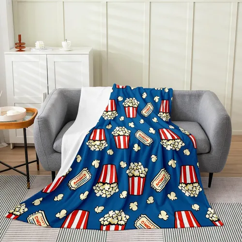 Miniatura 8 de Manta de felpa con diseño de palomitas de maíz, para niños, niñas, adolescentes, cine para todas las estaciones, manta de cama transpirable a