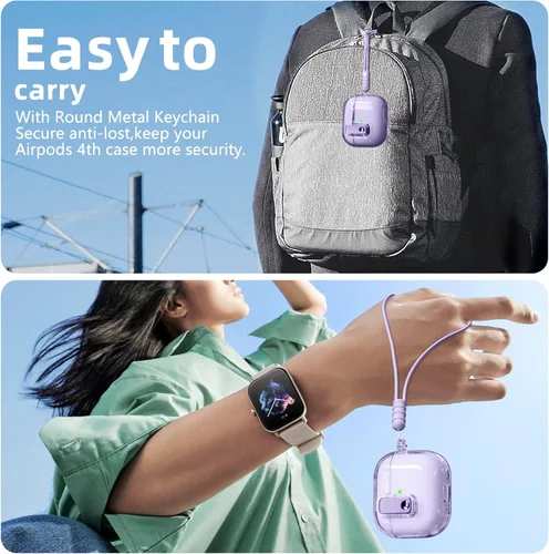 Miniatura 6 de (con bloqueo de seguridad) Funda transparente compatible con fundas de AirPods de 4ª generación con kit de limpieza, funda transparente de TPU suave