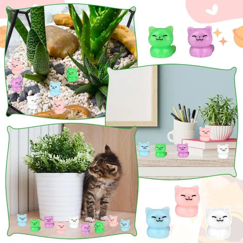 Miniatura 4 de 50 piezas de mini gatos de resina, figuras de gato en miniatura, lindas figuras de gatos pequeños, pequeños animales de resina, gatos, manualidades