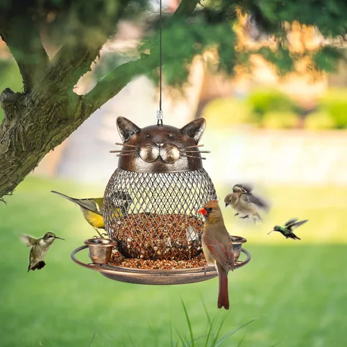 Miniatura 5 de Comederos para exteriores, comedero de metal resistente para pájaros silvestres, comedero para pinzones y gorriones para jardín y patio