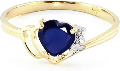 Miniatura 6 de Galaxy Gold GG Anillo de oro de 14 quilates con diamantes auténticos y zafiro natural en forma de corazón