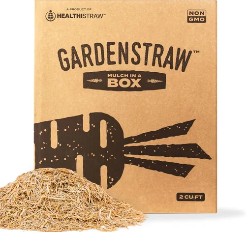Caja de mantillo GardenStraw de HealthiStraw, 2 pies cúbicos (10 lb) – Paja de trigo 100% natural y sostenible para jardines, siembra de césped –