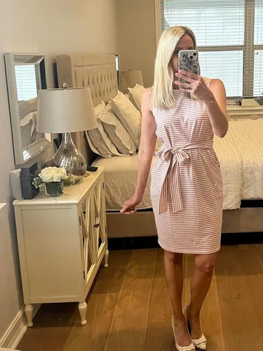 Miniatura 4 de IFFEI Mommy and Me - Vestidos de verano para mujer, sin mangas, a rayas, vestido casual con lazo en la cintura, mini vestidos familiares a juego